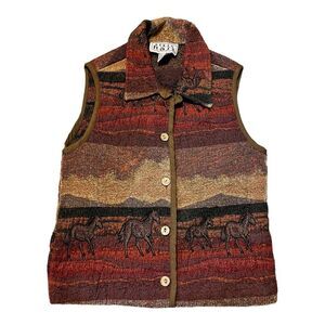 Vintage 1990s Karen Hart Wild Horses Vest